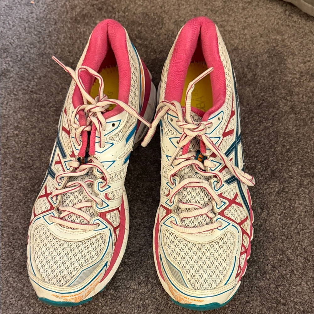 Women's ASICS Athletic Running Shoes - Pink and White